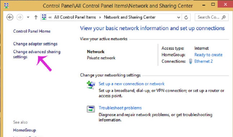 nhanchangeadvancedsharingsettings controlpanelnetworkandsharingcenter